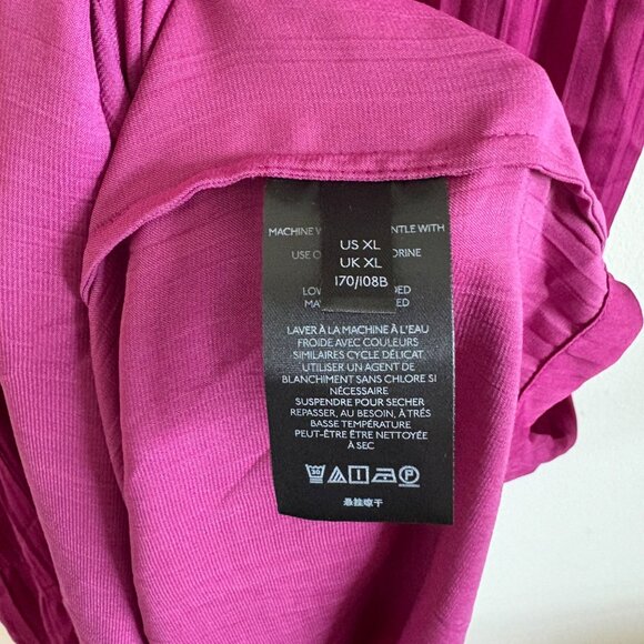 Anthropologie En Saison Flutter Puff Sleeve Maxi Dress Raspberry NWT Size XL - Picture 9 of 11